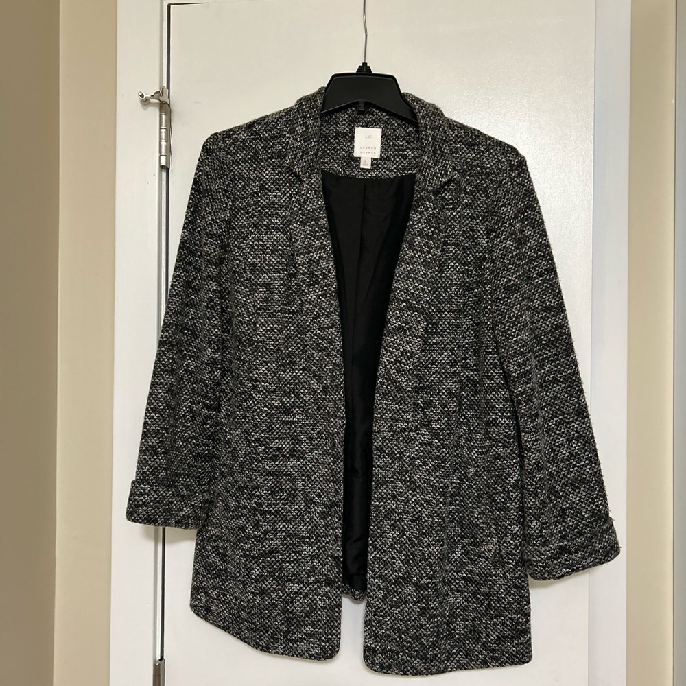 Women's Black and Gray Tweed Jacket